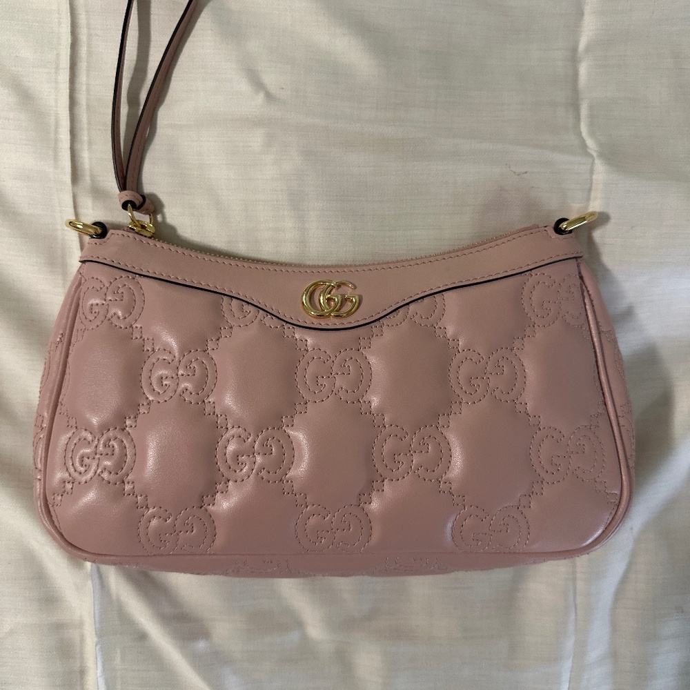 Calfskin GG Matelasse Chain Handbag Perfect Pink Natural